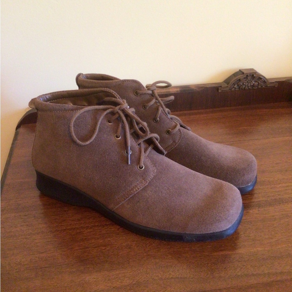 Easy Step Suede Lace-Up Ankle Booties